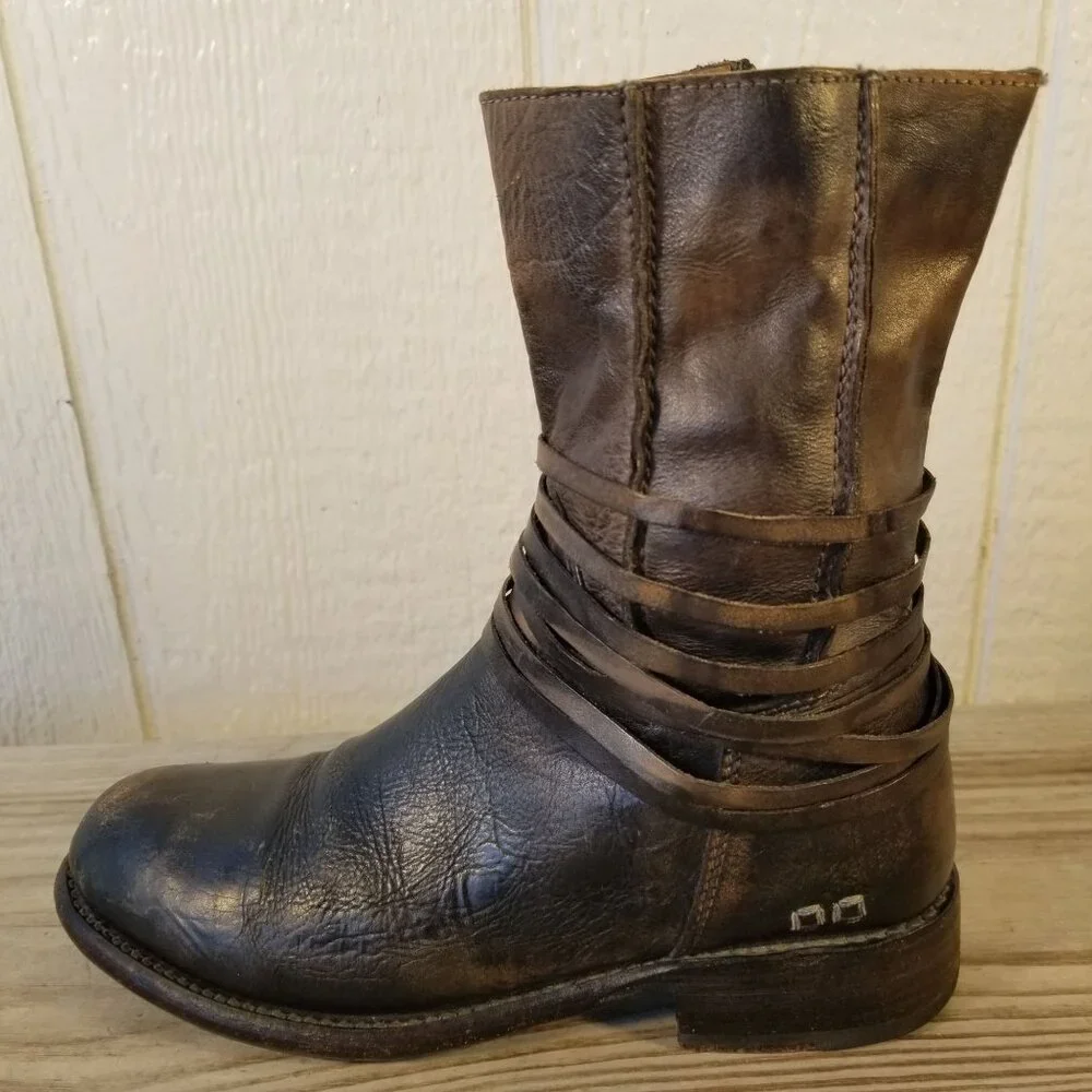 Bed|Stü Cobbler Series Teak Rampton Womens Leather 8in Side Zip Boots 6 B